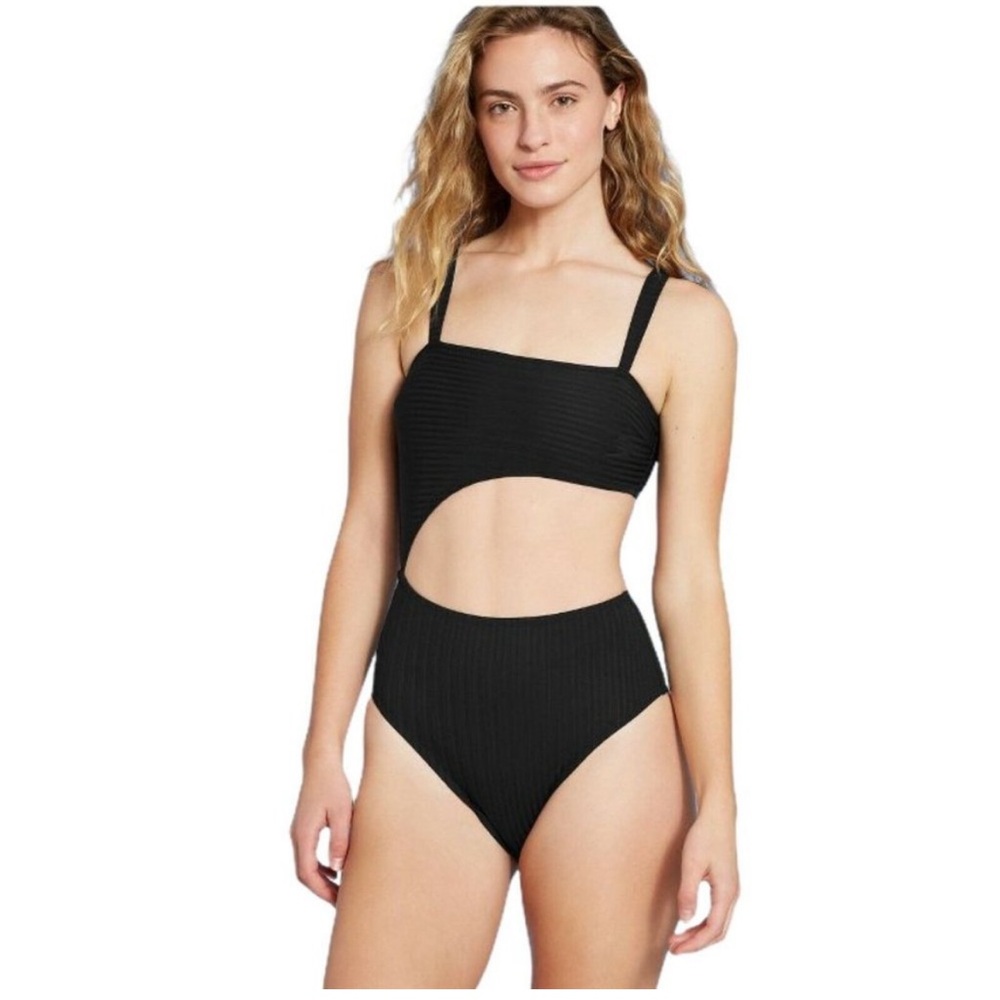 Shade & Shore Women's Ribbed Cut Out One Piece Swimsuit